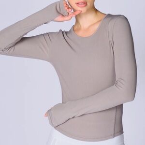 Danielle K Studios Rib Body Sculpt Longsleeve Top - Stone